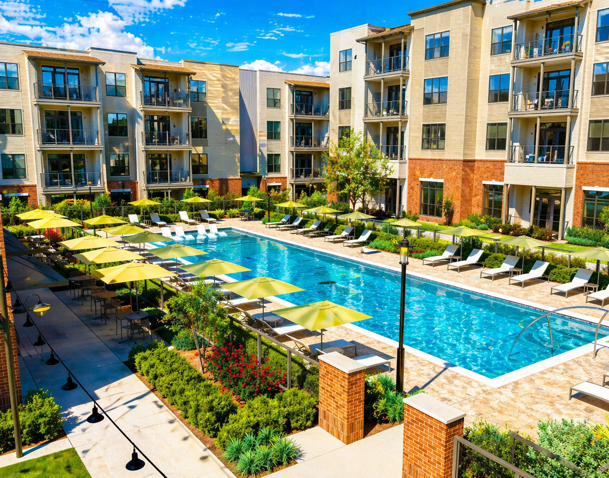 Architectural rendering of The Exchange Apartments.